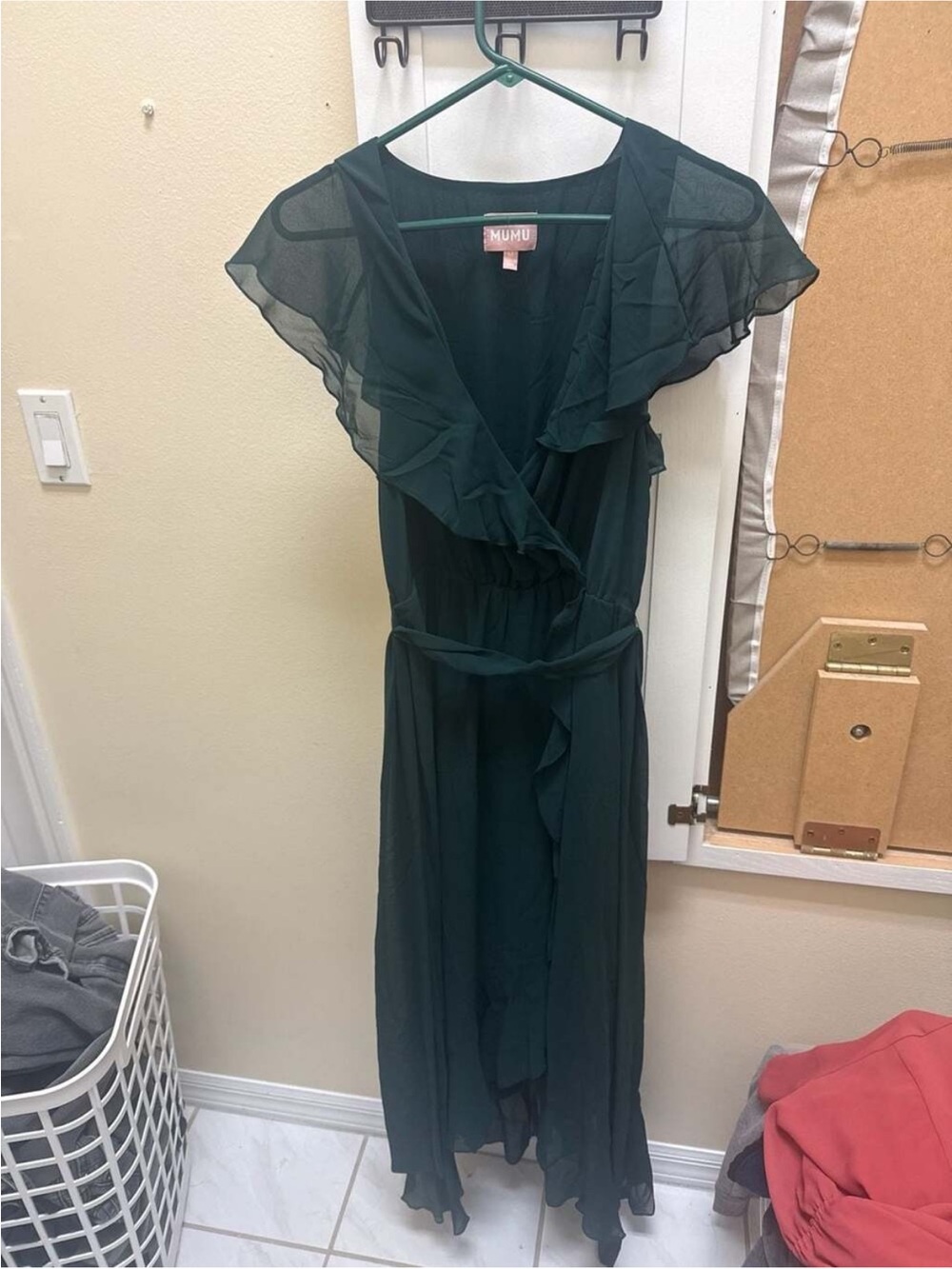Show Me Your MuMu Emerald/Forrest Green Ruffle Wrap Maxi Dress - Picture 9 of 9